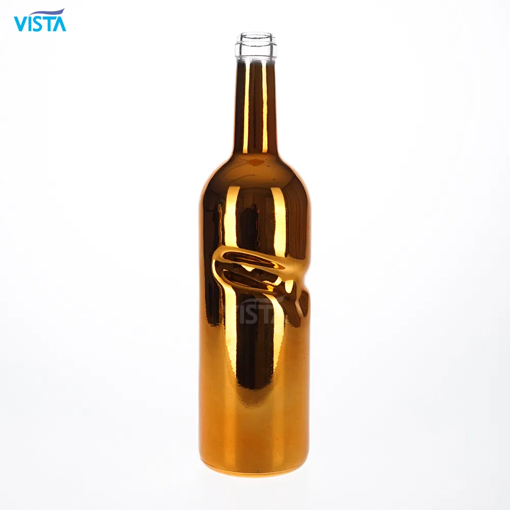 750ml Normal Flint Round Glass Bottle for Wine with Cork Finish