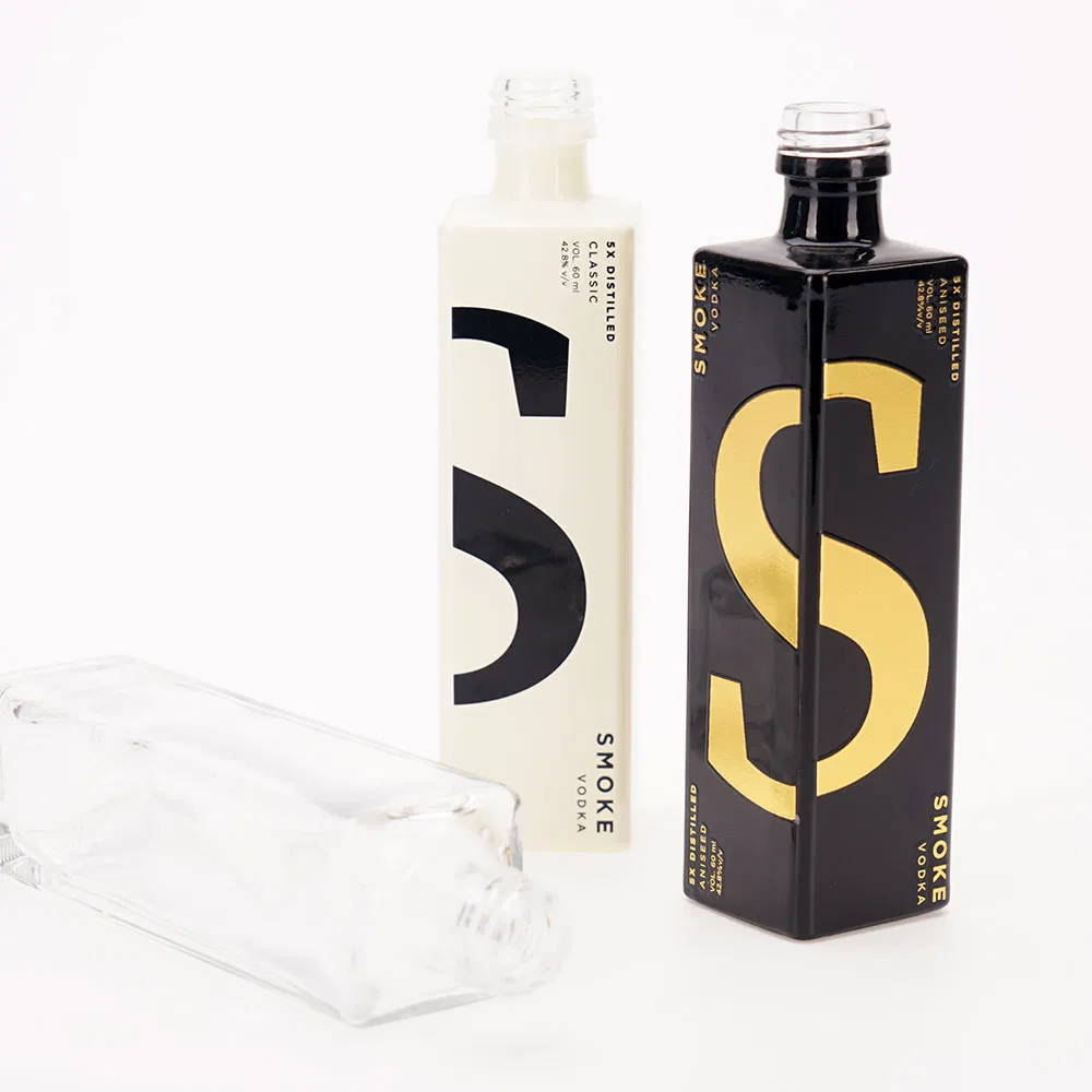 Vista Wholesale Custom 750ml 1000ml Mini Square Wine Spirit Liquor Whisky Vodka Rum Glass Bottle with Logo Hot Stamping