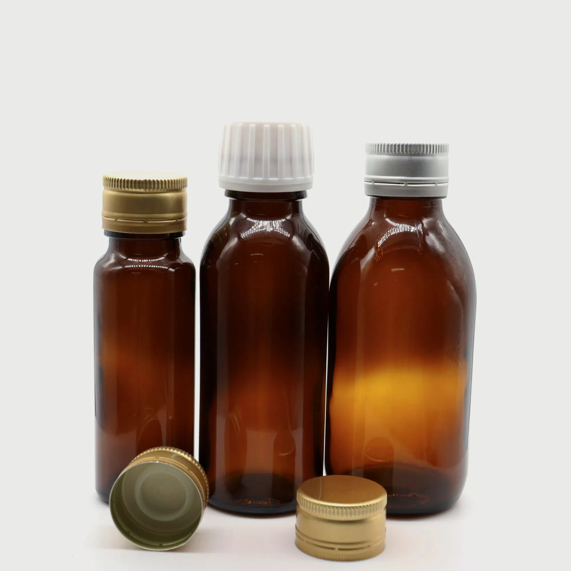 Lightweight Bottle Empty Glass Cough Syrup 30ml 60ml 100ml 125ml 150ml 200ml Oval Liquid Medicine Bottles