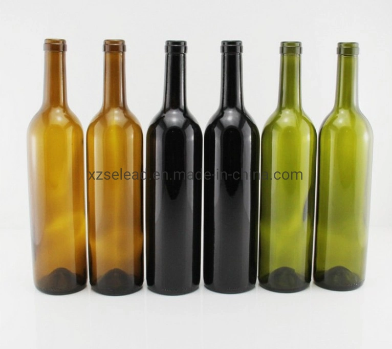 750ml Antique Green Burgundy Wine Glass Bottle with Cork Finish