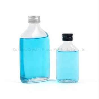 Mini Flask 250ml 350ml Flat Glass Bottle for Liquor Spirit Alcohol Packaging
