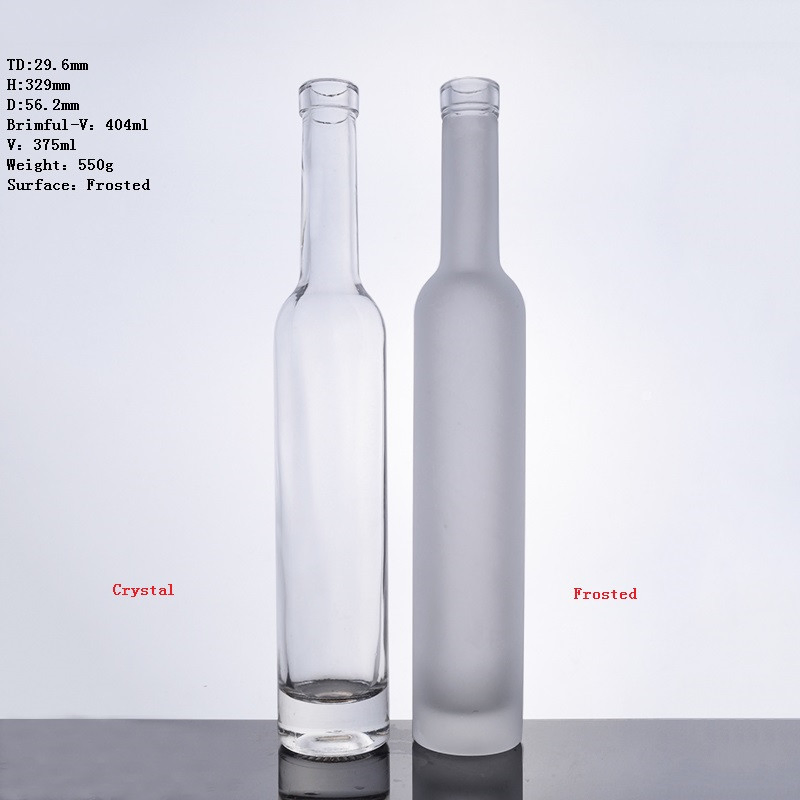 Tall Bottle with Long Narrow Neck Frosted Liquor Glass Bottle Recycled Glass for Tequila Mezcal Rum Gin Vodka Whiskey