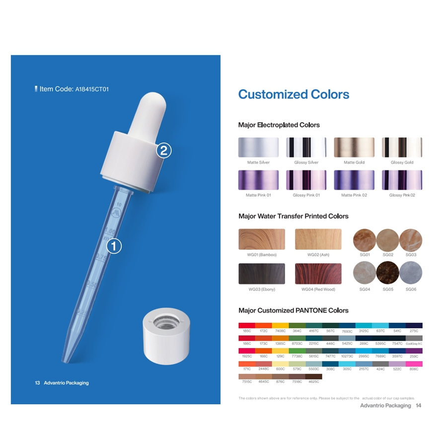 Essential Oil Glass Dropper Bottle with Thick Bottom Screen Printed Lid for Cosmetic Use