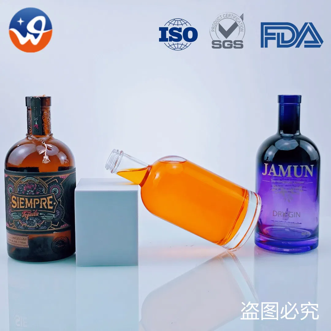 Spraying Color Screen Printed Short Neck Glass Spirits Bottles for Sale