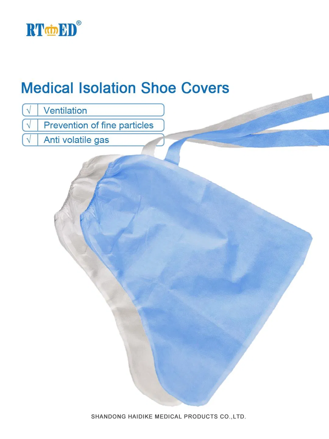 Rtmed Haidike Medical Protective Isolation Shoecover with Blue Adhesive Tape