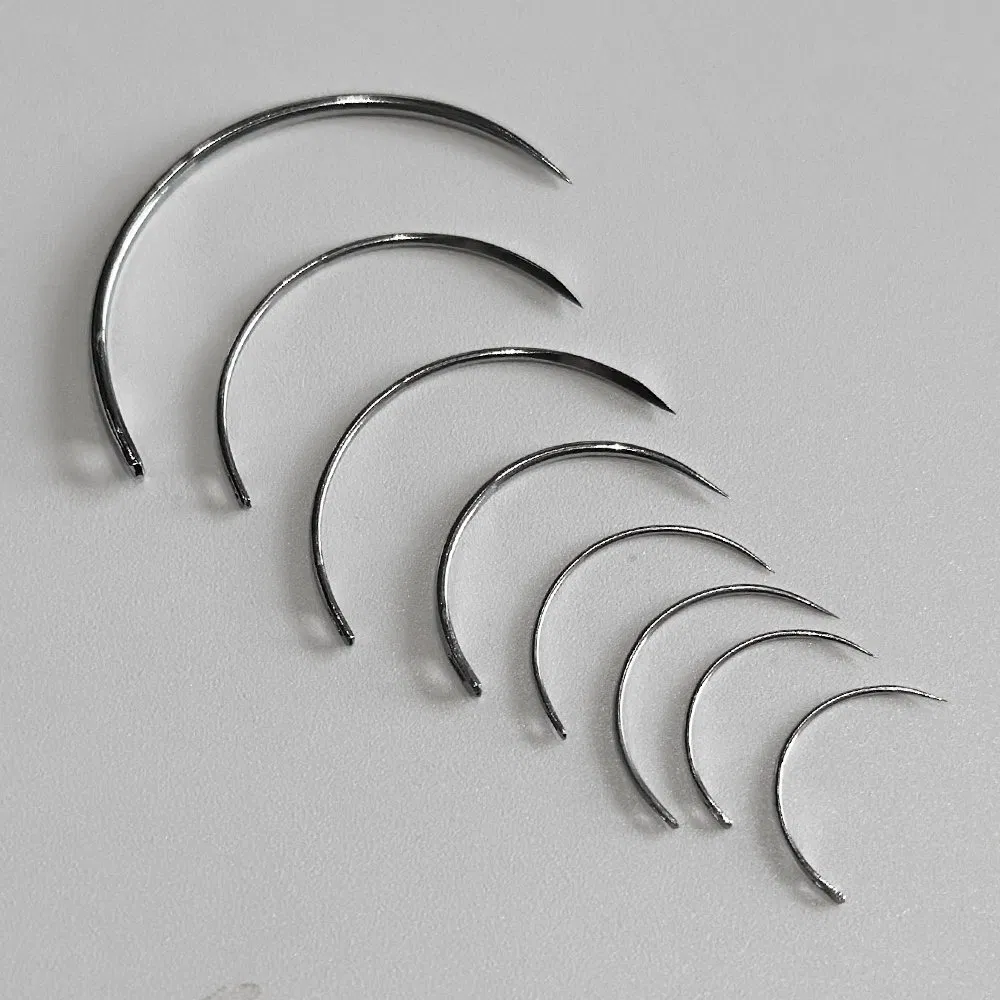 Disposable Stainless Steel Eyed Suture Needles - Sterile 8-Pack for Use in Abdominal and Pelvic Surgical Procedures