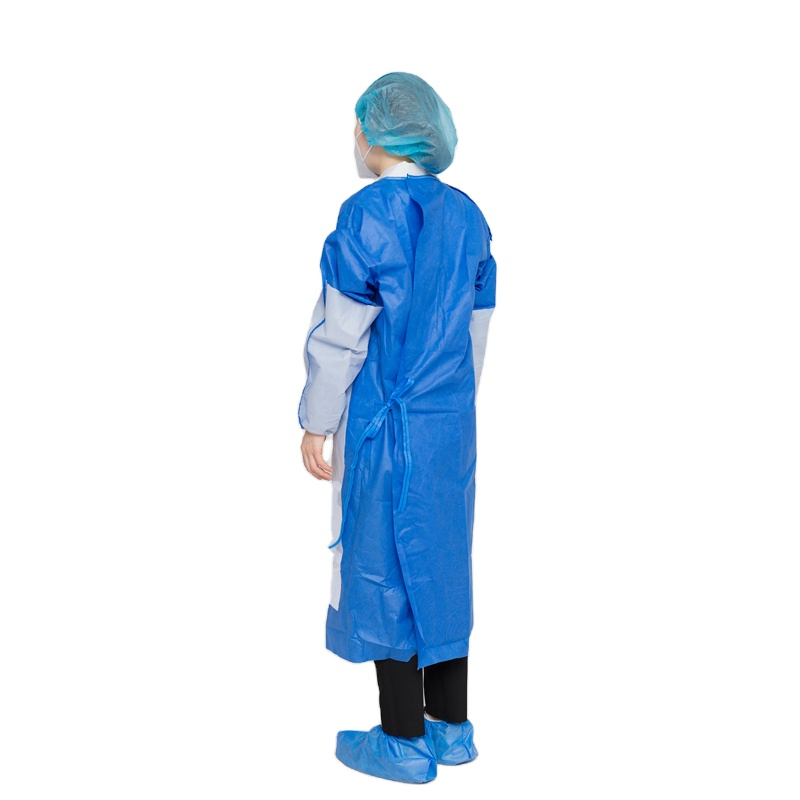Disposable SMS Medical Supply Reinforced Surgical Gown Isolation Gown Lab Coat Protective Clothing for Hospital Emergency Use