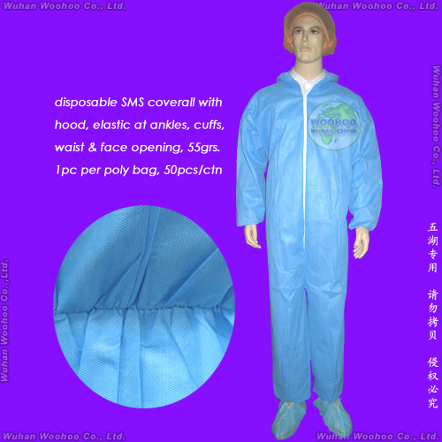 Surgical/Medical/Waterproof/Plastic/PE/Working/Safety/Clothing/SMS Nonwoven Disposable PP Protective Coverall for Hospital/Lab/Food Processing Industry Service