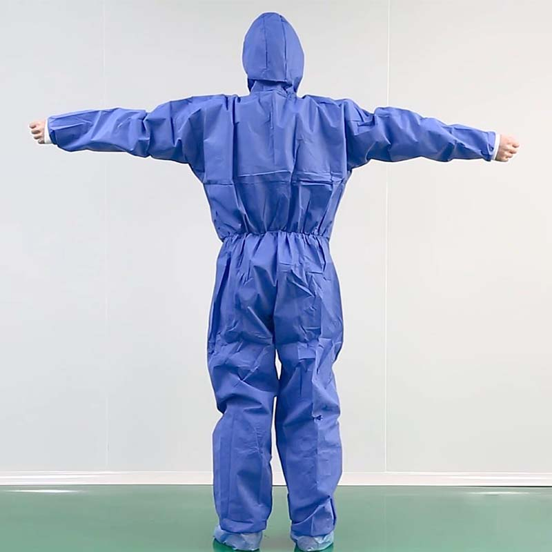 Protective Equipment Type5/6 SMS Material Disposable Breathable Protective Coverall Blue Safety Suit