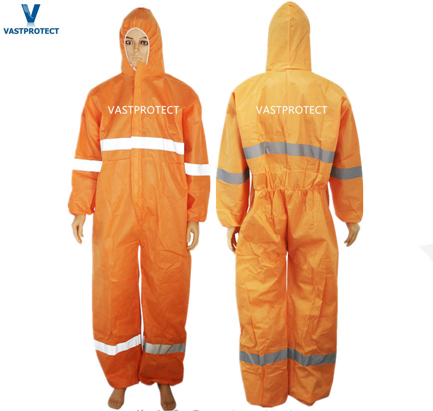 Factory CE Cat 3 III Type 4/5/6 PPE Safety Protective Chemical Nonwoven PP SMS Microporous Disposable Coverall