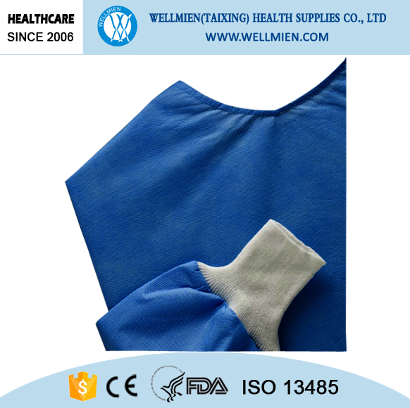 Disposable Ultrasonic Bounding Reinforced Surgical Gown with Knitted Cuff