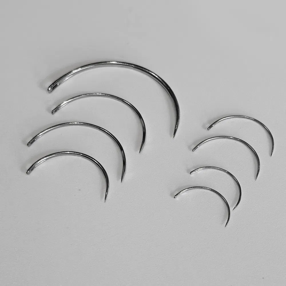 Disposable Stainless Steel Eyed Suture Needles - Sterile 8-Pack for Use in Abdominal and Pelvic Surgical Procedures