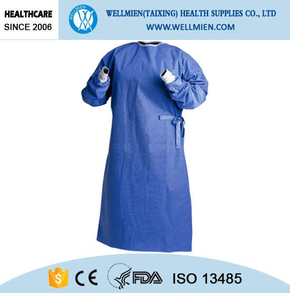 Disposable Ultrasonic Bounding Reinforced Surgical Gown with Knitted Cuff