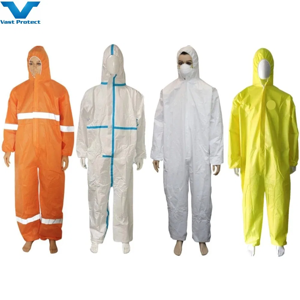 Factory CE Cat 3 III Type 4/5/6 PPE Safety Protective Chemical Nonwoven PP SMS Microporous Disposable Coverall