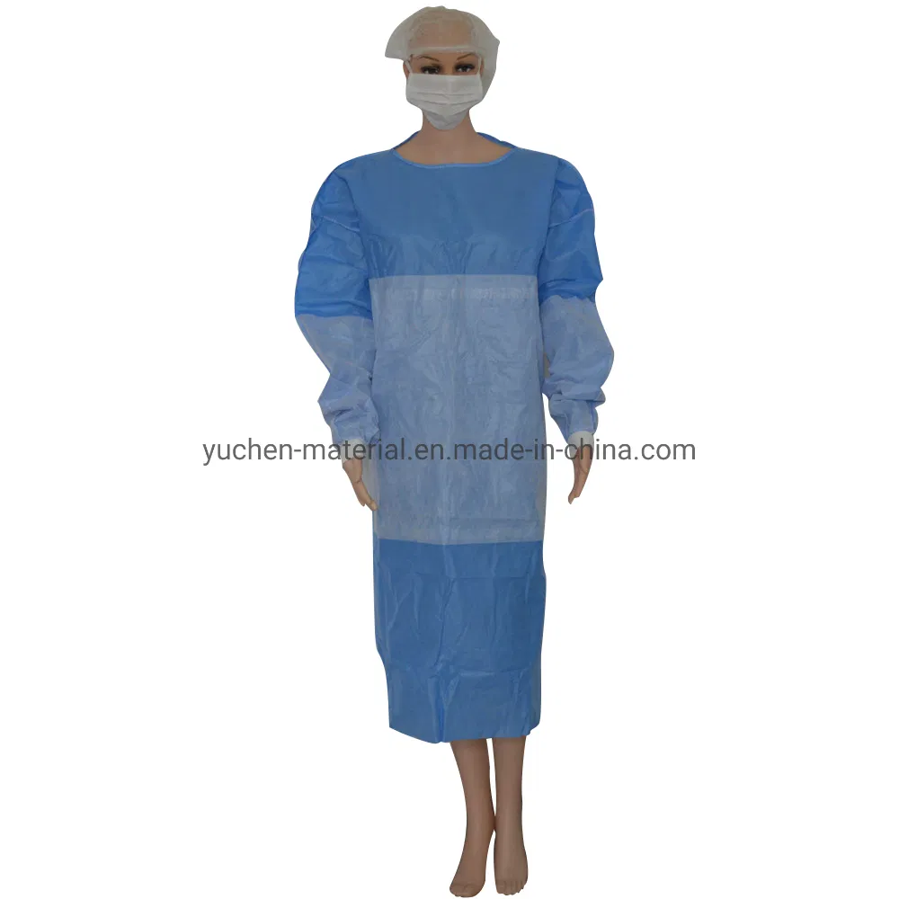Customized Size Disposable Reinforced Surgical Gown with Knitted Cuffs
