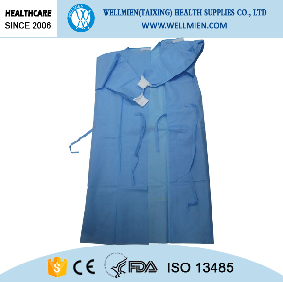 Disposable Ultrasonic Bounding Reinforced Surgical Gown with Knitted Cuff