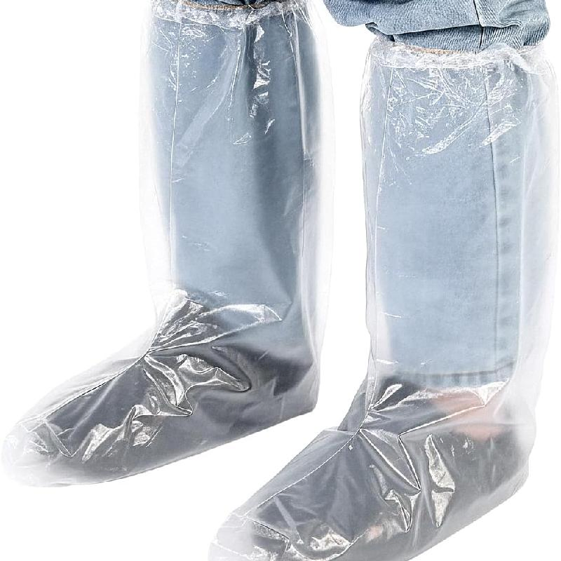 Disposable Transparent PE Boot Cover with Elastic Fastening &amp; Anti-Slip Sole, Protective Boot Guard for Medical &amp; Cleaning Scenarios