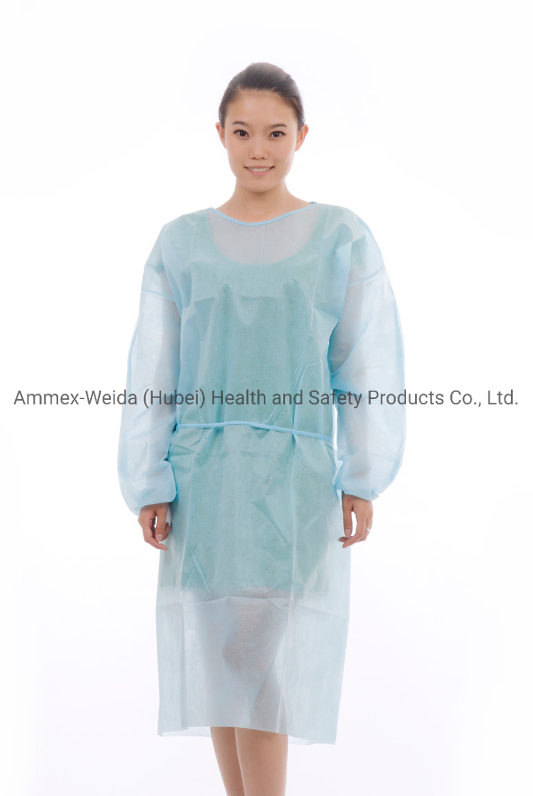 Disposable Medical Water Resistance PP Isolation Gown Hospital Use Protective Gown with Elastic Wrist