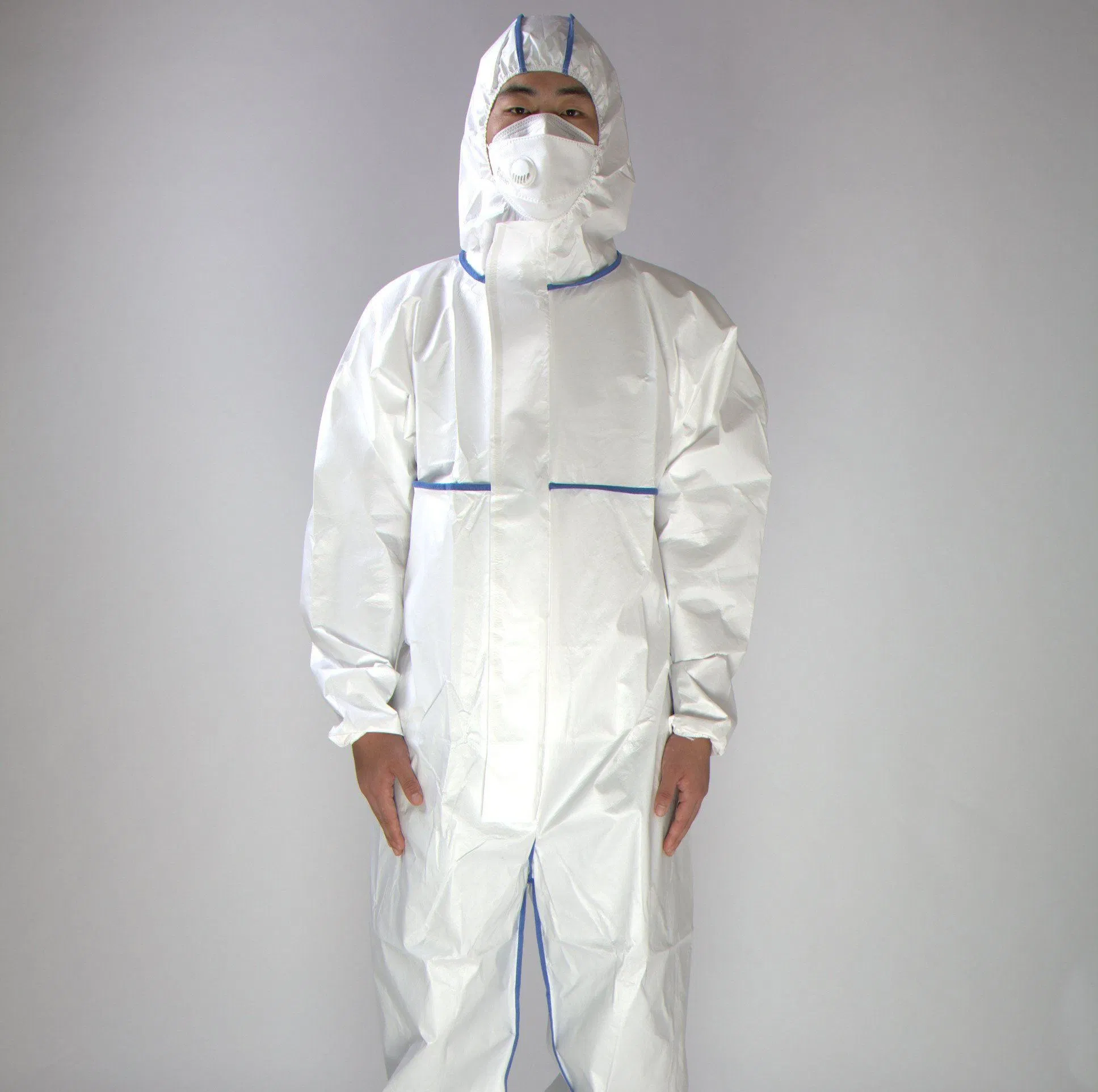 Safety Suit En14126 Disposable Coverall Suit Microporous Waterproof and Breathable Protective Clothing