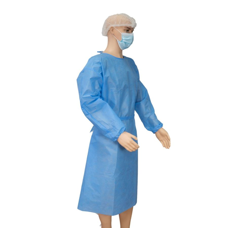 Factory Price Disposable SMS45GSM Protective Isolation Gown for Hosptial