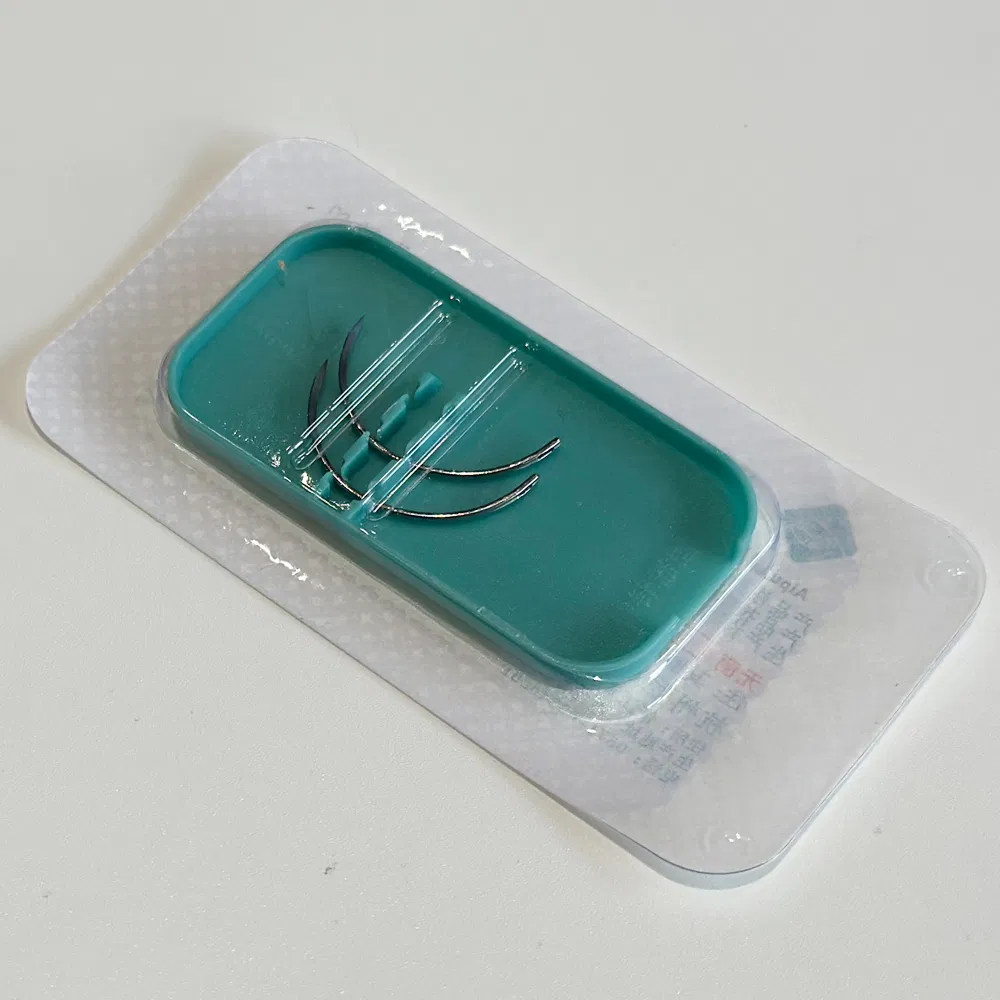 Medical Stainless Steel Disposable Sterile Surgical Eyed Suture Needles - 2-Piece Procedure Pack