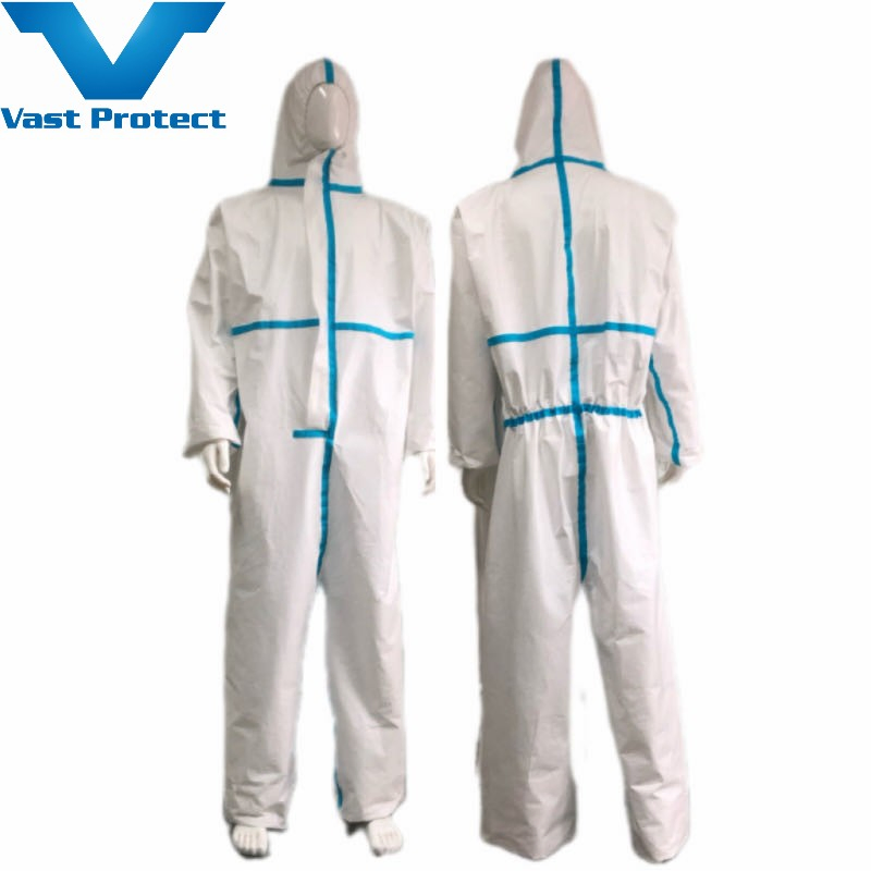 Factory CE Cat 3 III Type 4/5/6 PPE Safety Protective Chemical Nonwoven PP SMS Microporous Disposable Coverall