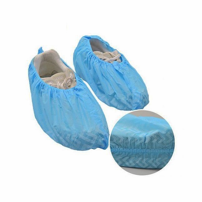 Medical PP Non Woven Isolation Boot Cover with Blue Adhesive Tape, Waterproof Hospital Epidemic Prevention Station Non-Woven Long Protective Shoes Covers