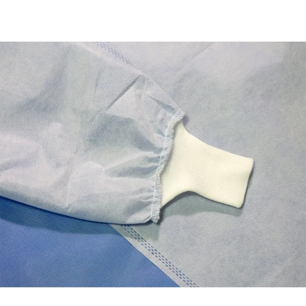 Customized Size Disposable Reinforced Surgical Gown with Knitted Cuffs