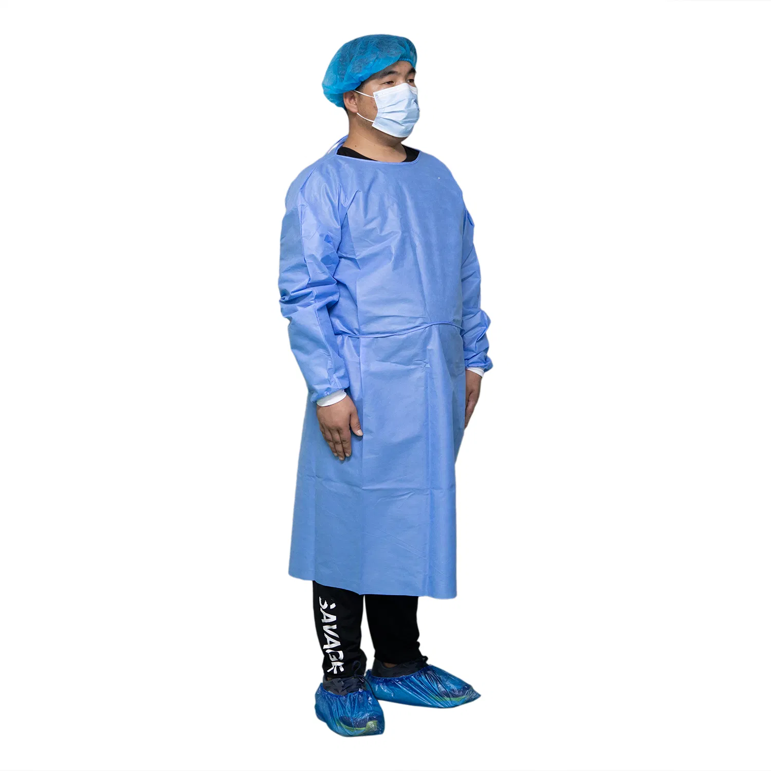 Blue/ Yellow/ Green Disposable SMS Non-Woven Waterproof Isolation Gown