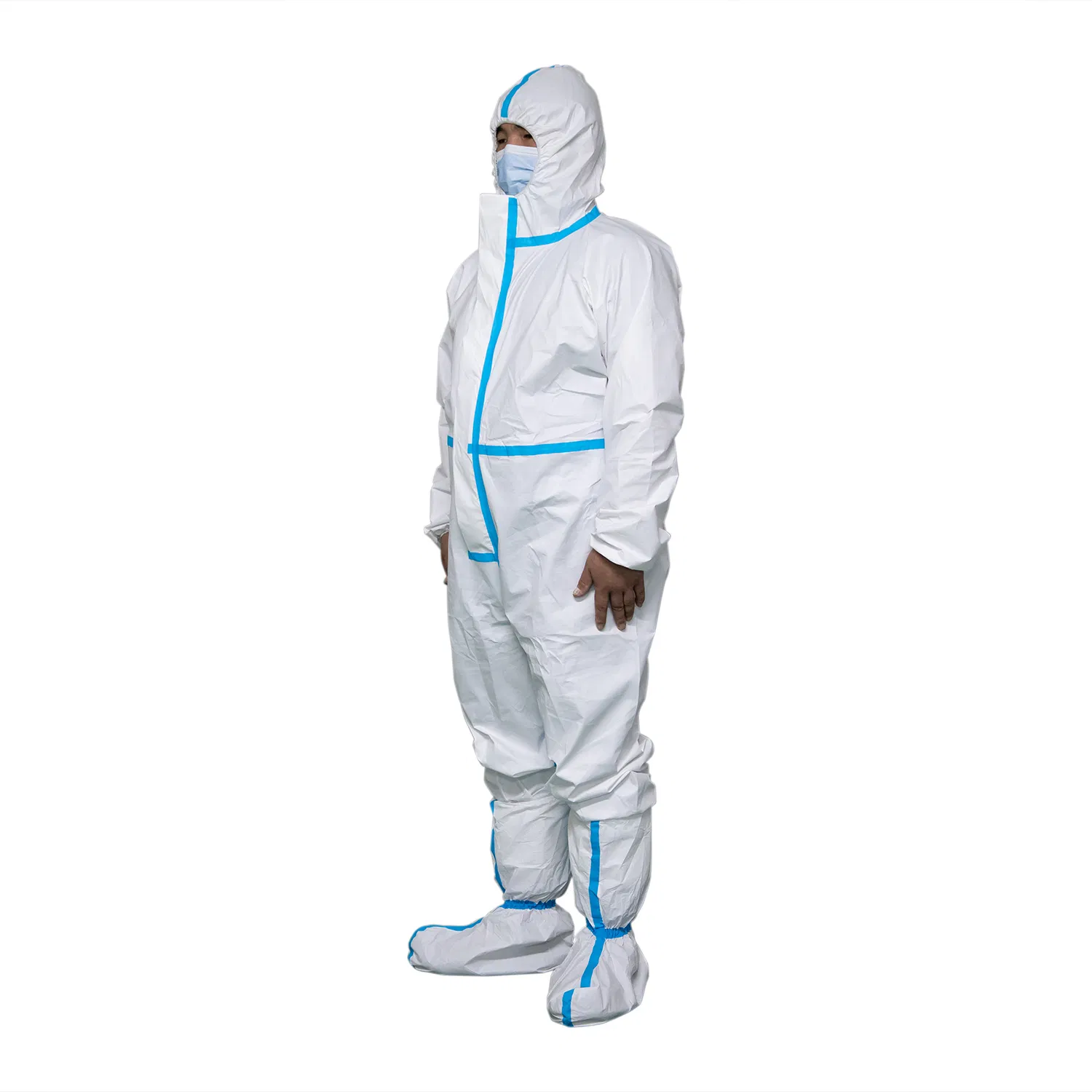 Type 4/5/6 Chemical Protective Coverall with Elasticated Hood Anti-Static Breathable Disposable Coverall