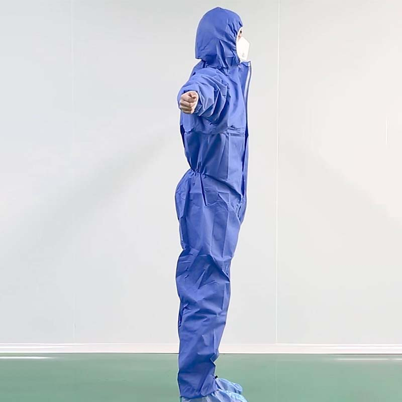 Protective Equipment Type5/6 SMS Material Disposable Breathable Protective Coverall Blue Safety Suit