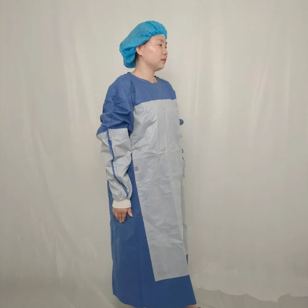 CE Approved Medical Supply Non-Woven Reinforced Sterile Surgical Gown Isolation Gown Protective Clothing Lab Coat for Hospital Dental Use