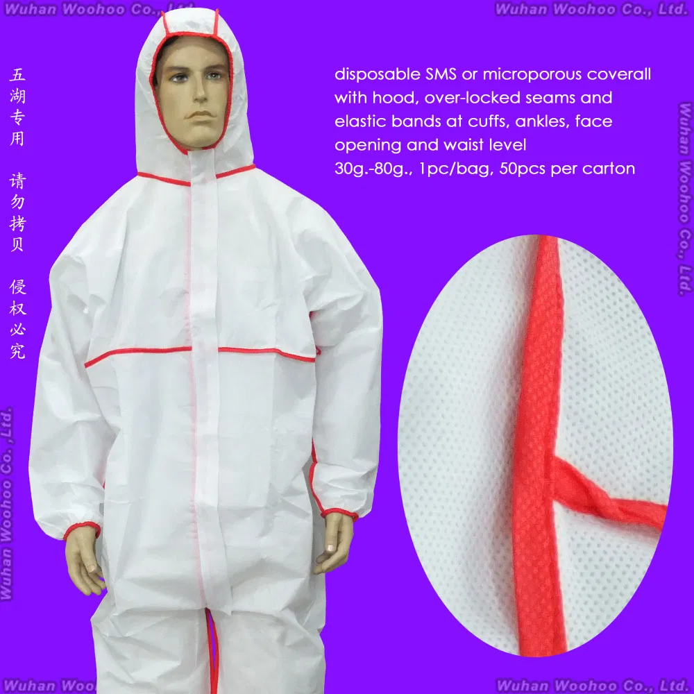 Surgical/Medical/Waterproof/Plastic/PE/Working/Safety/Clothing/SMS Nonwoven Disposable PP Protective Coverall for Hospital/Lab/Food Processing Industry Service