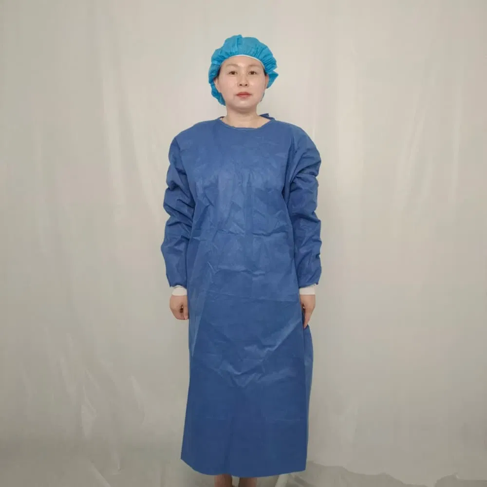 CE Approved Medical Supply Non-Woven Reinforced Sterile Surgical Gown Isolation Gown Protective Clothing Lab Coat for Hospital Dental Use