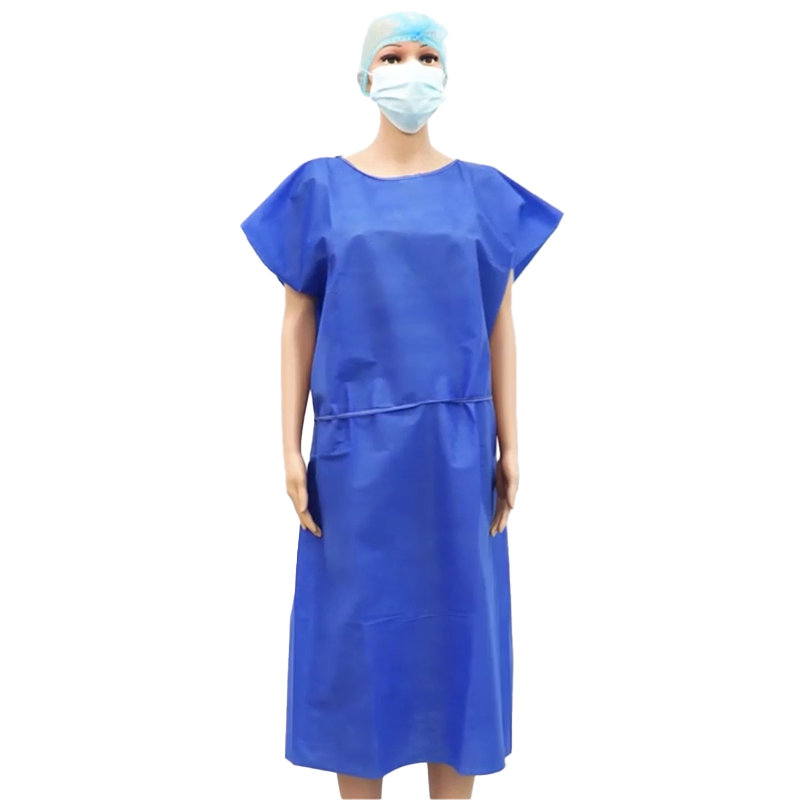 Disposable Short Sleeve/Sleeveless Isolation Gown Non Woven SMS/PP Surgical Gown Medical Patient Gown Dark Blue for Dental Clinic/Hospital/Laboratory
