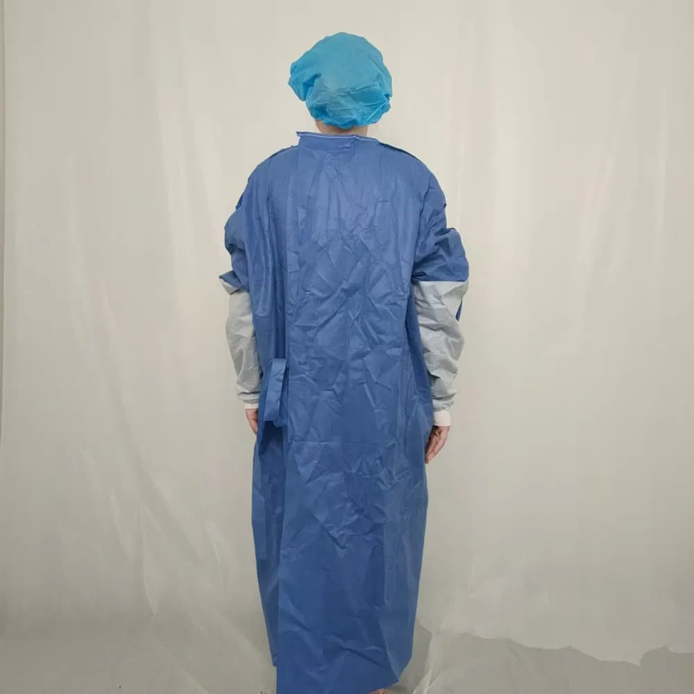 CE Approved Medical Supply Non-Woven Reinforced Sterile Surgical Gown Isolation Gown Protective Clothing Lab Coat for Hospital Dental Use
