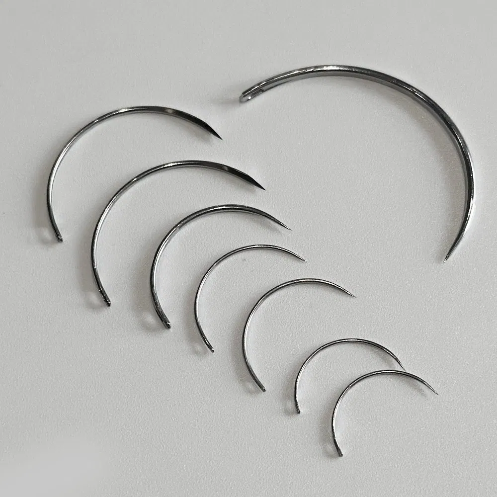 8-Piece Sterile Suture Needle Kit for Abdominal Operations - Disposable, Eyed, Made of High-Quality Stainless Steel