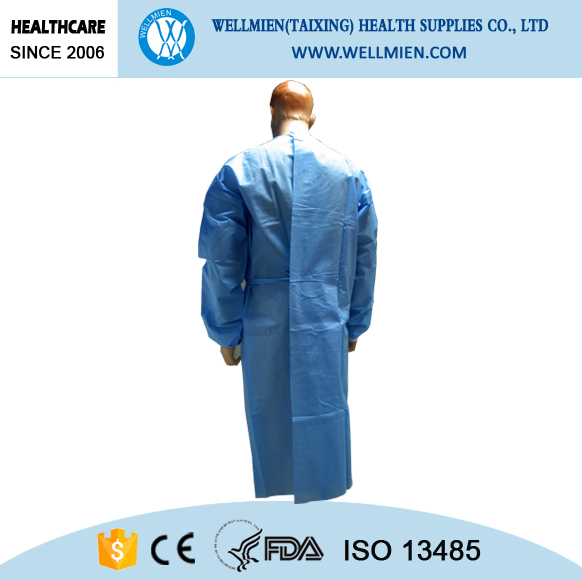 Disposable Ultrasonic Bounding Reinforced Surgical Gown with Knitted Cuff