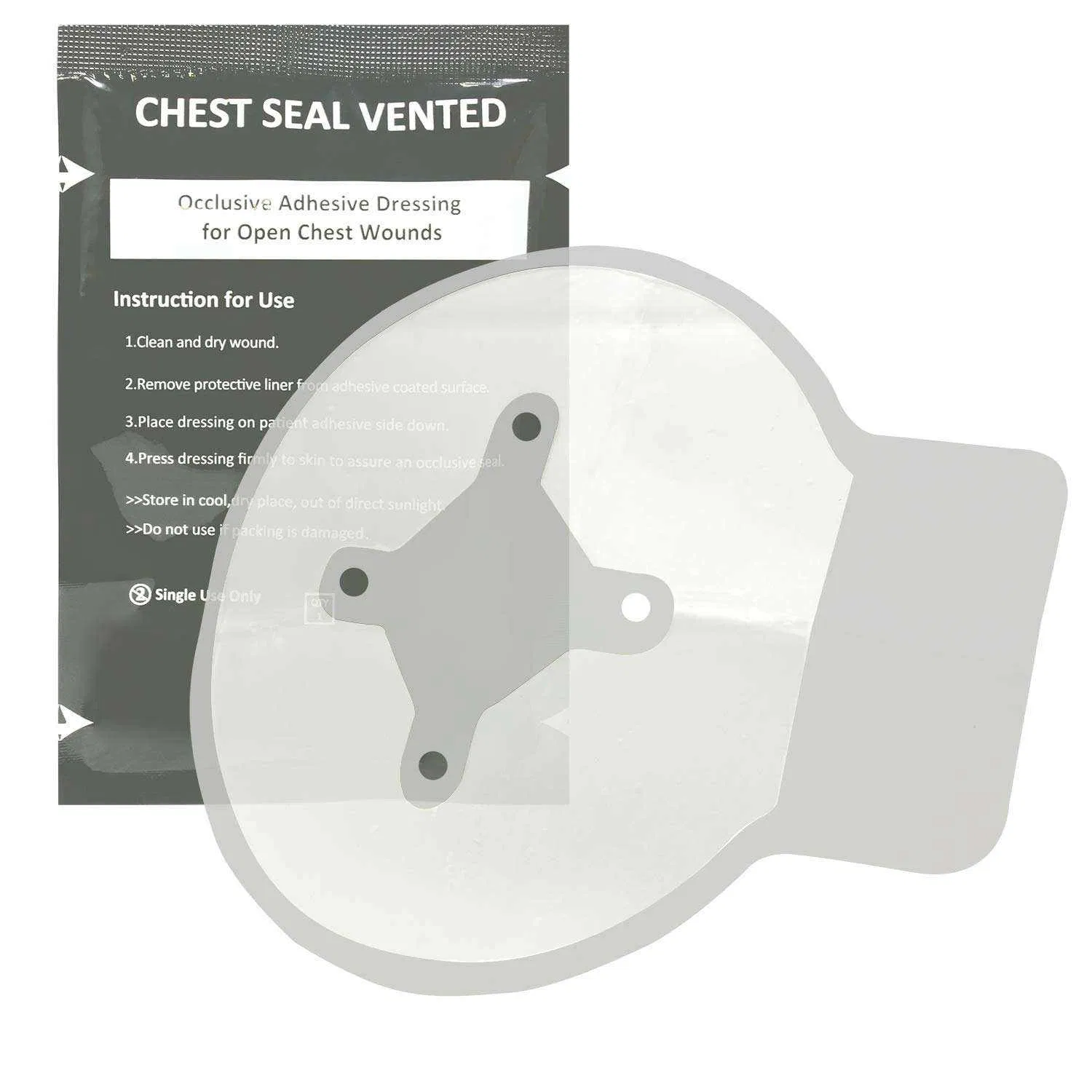 Chest Seal Vented First Aid Kit Sterile for Open Chest Injuries Adhesive Seal