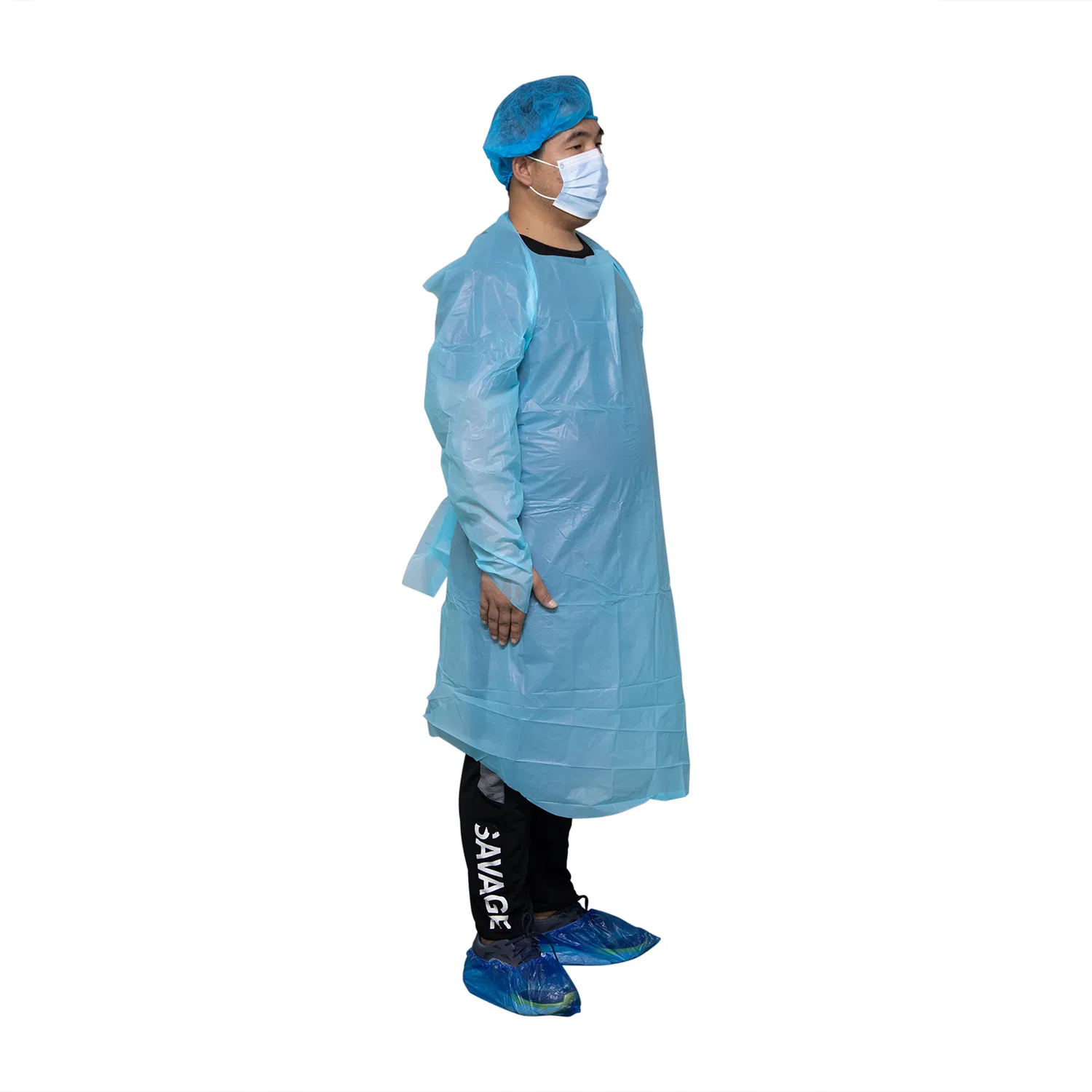 Standard Reinforced Disposable Surgical Non Woven Waterproof CPE Gown with Thumb Loop