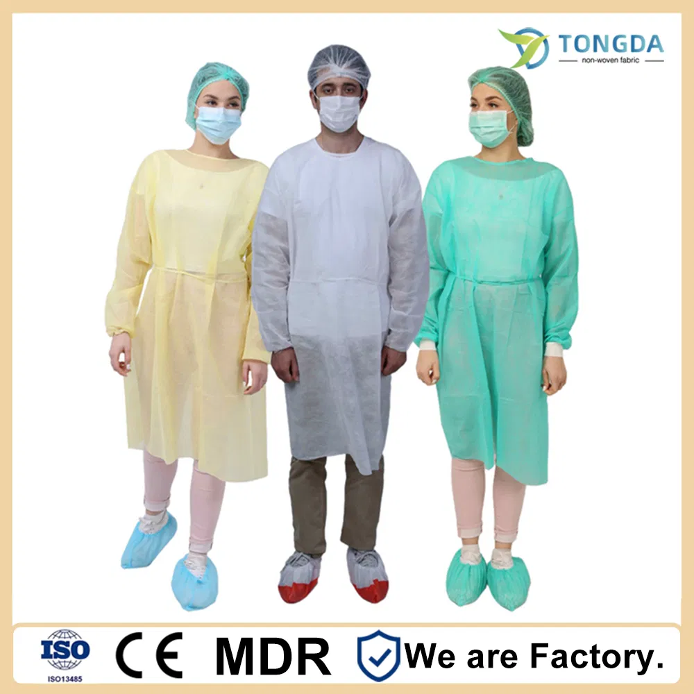 OEM Customized Disposable Non Woven Isolation Gown Elastic or Knitted Cuff