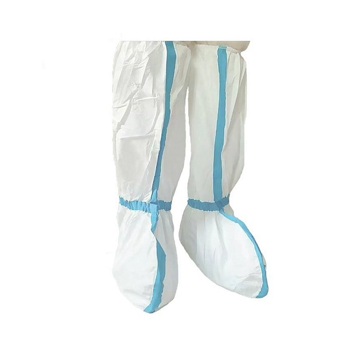 Medical PP Non Woven Isolation Boot Cover with Blue Adhesive Tape, Waterproof Hospital Epidemic Prevention Station Non-Woven Long Protective Shoes Covers