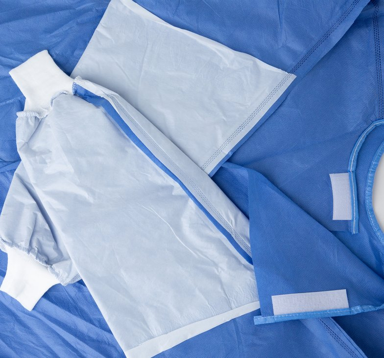 Disposable SMS Medical Supply Reinforced Surgical Gown Isolation Gown Lab Coat Protective Clothing for Hospital Emergency Use