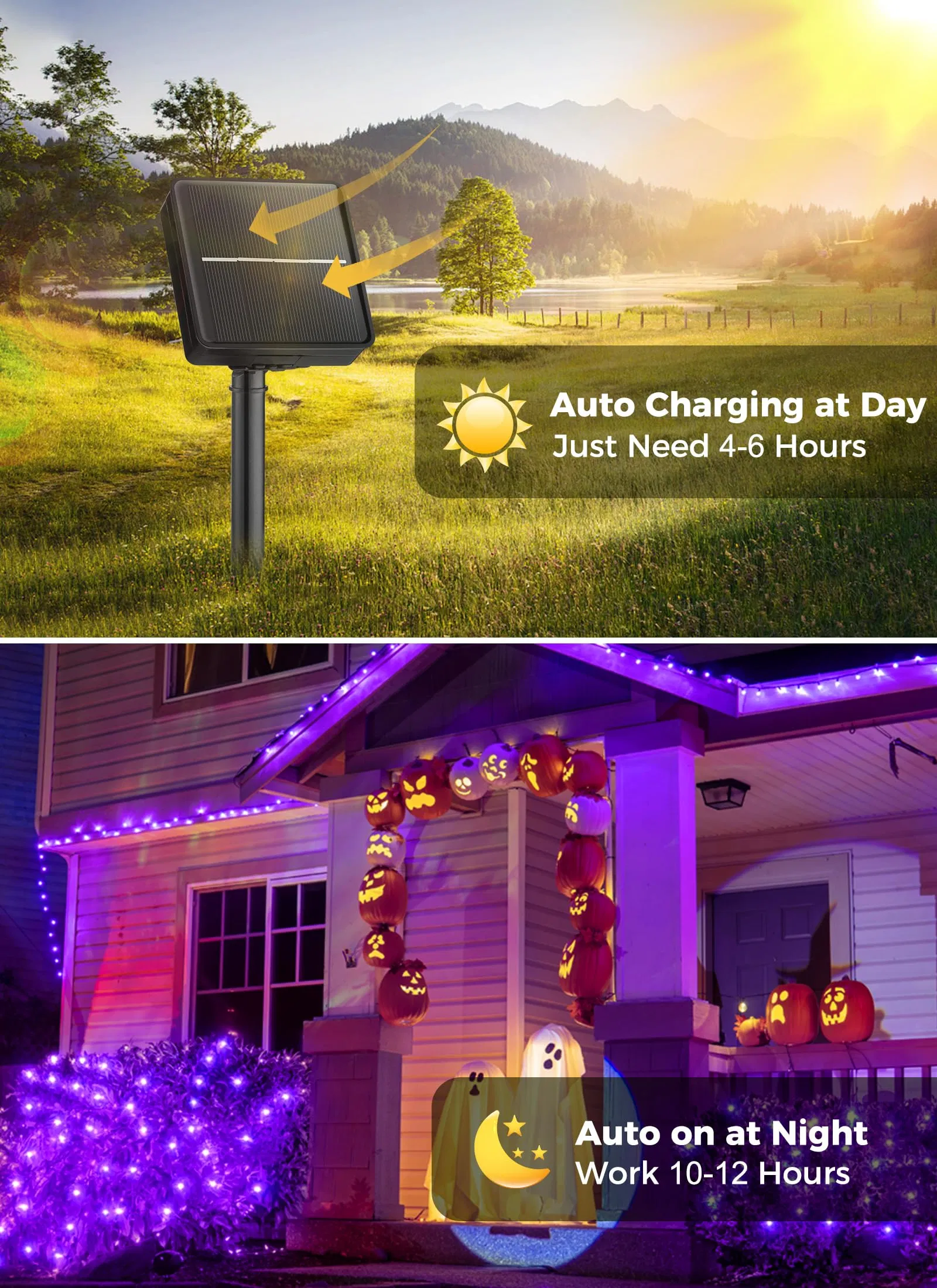 Solar String Lights for Patio Umbrella, 50LED Mini Lights with Solar Panel