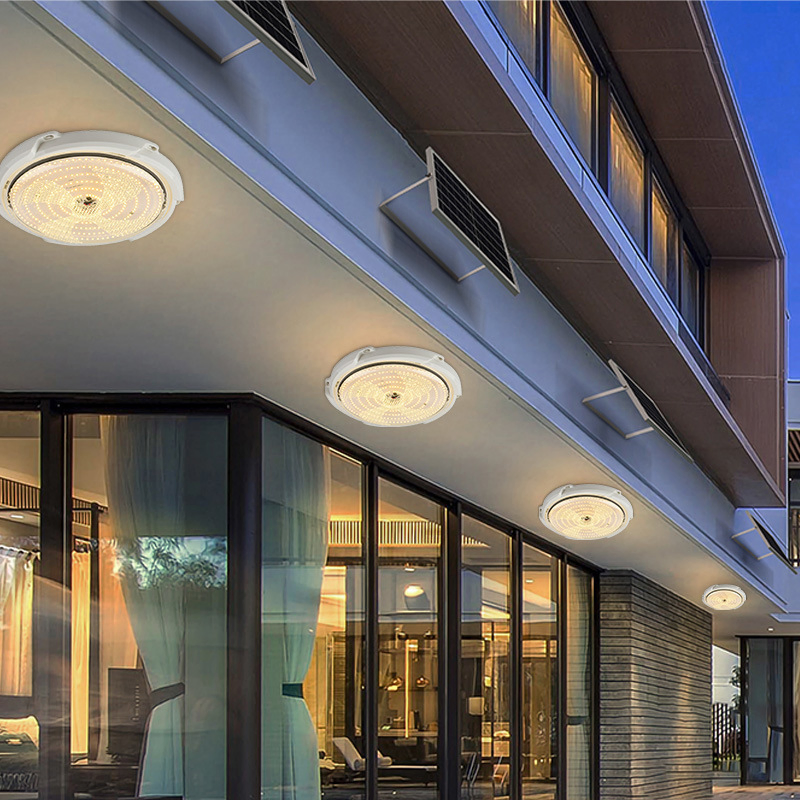 20W Solar Waterproof LED Ceiling Light with Remote Control Suitable for Outdoor Indoor Lighting on Balconies Decorative Lighting Ceiling Light