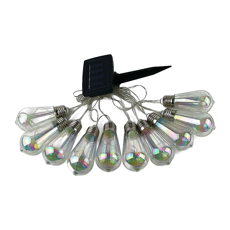 Solar Powered Hanging 10PCS Iridescent Solar String Lights, LED Bulb Fairy Lights for Outdoor Garden Patio Party Decoration