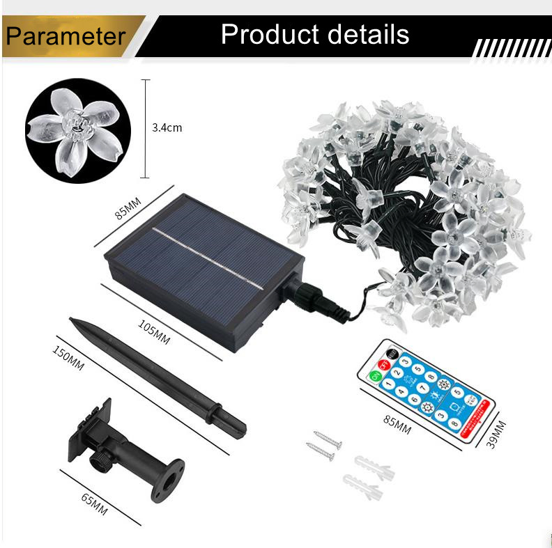 Decor Light 12m100LED Christmas Decoration Lights Sakura Solar Garden Decorative Lights Outdoor LED String Waterproof