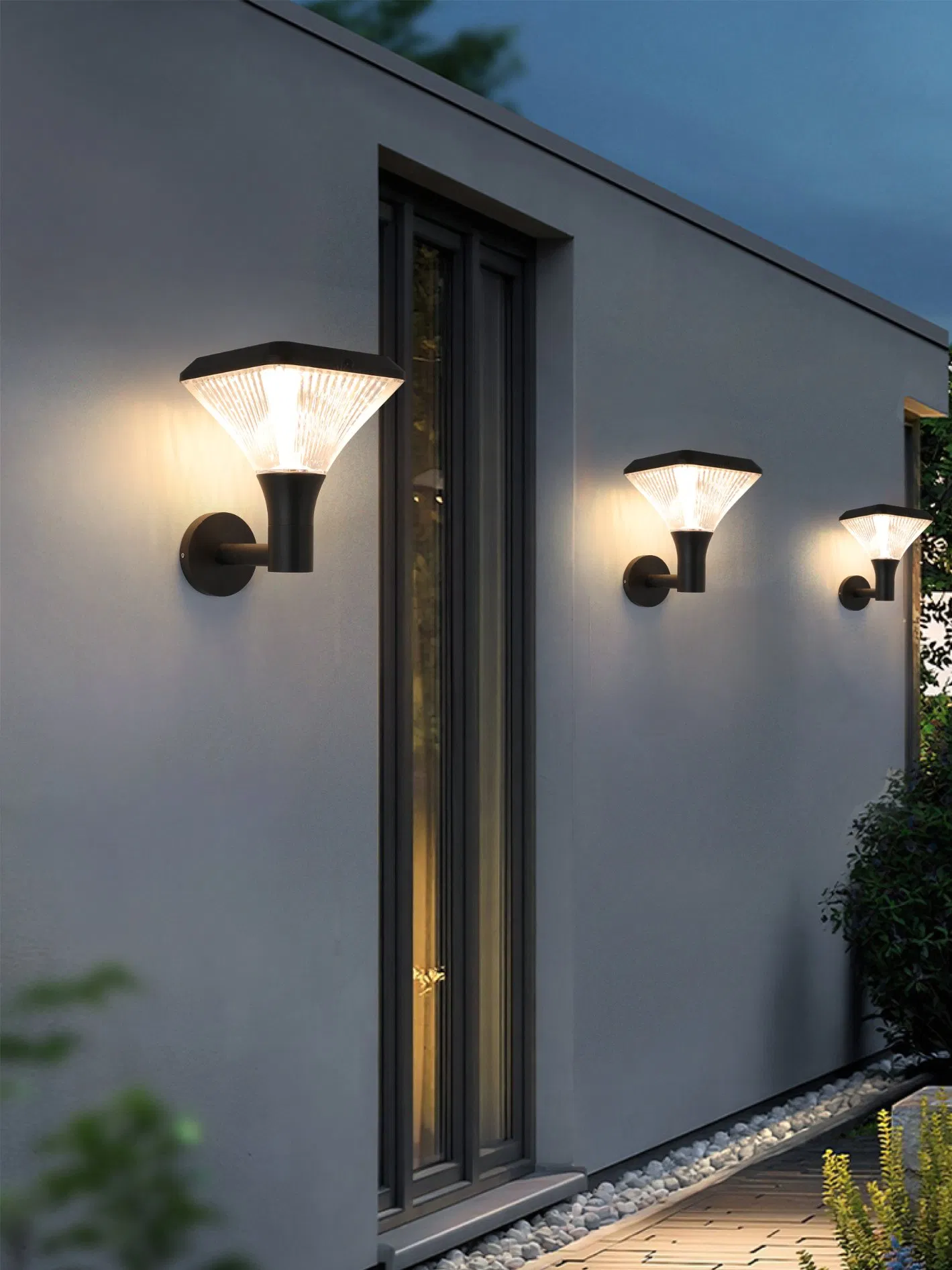 Modern Outdoor Exterior Linear Strip Wall Lamp Waterproof Garden Sconce LED Long Street Wall Light Solar Lamp Wall Lamp, Portable Wireless Street Lamp