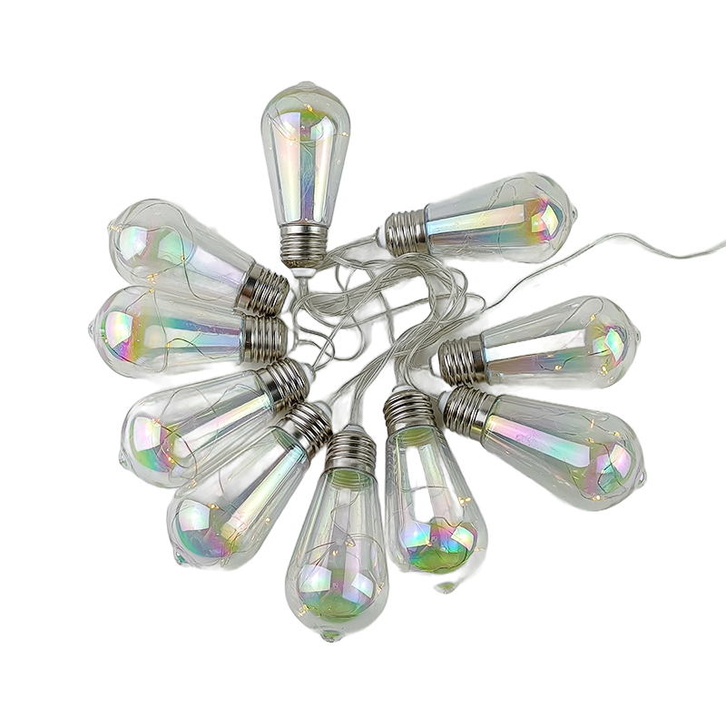 Solar Powered Hanging 10PCS Iridescent Solar String Lights, LED Bulb Fairy Lights for Outdoor Garden Patio Party Decoration