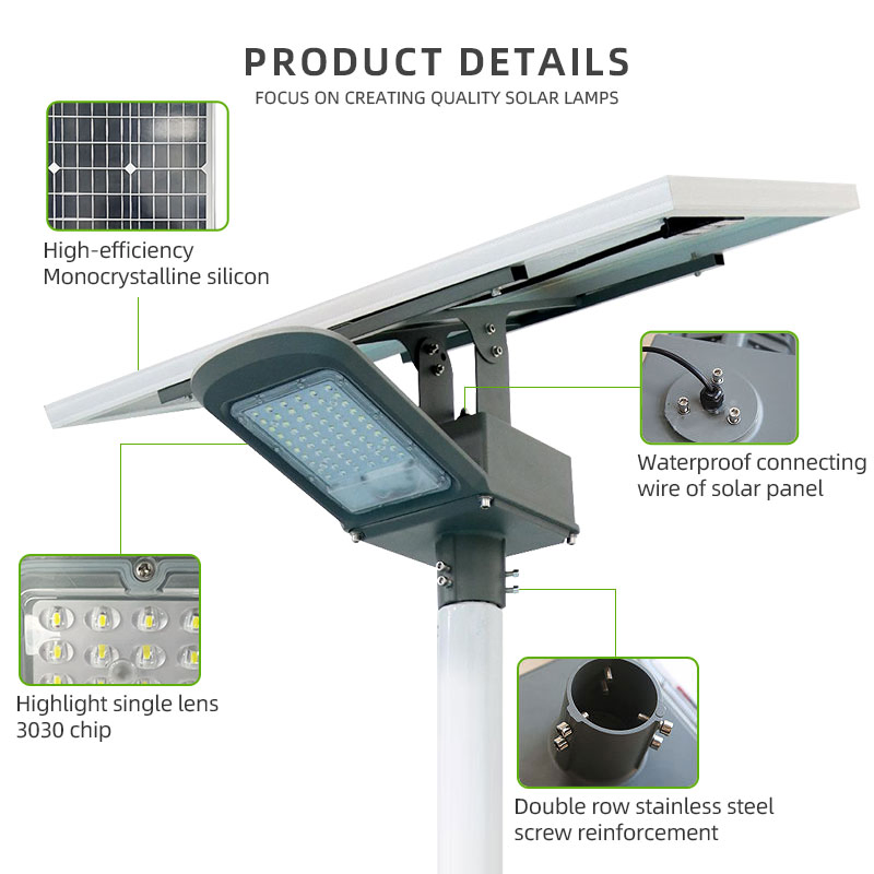 Outdoor Park Garden Lamp Integrated Solar Power LED Parking Lot Street Light